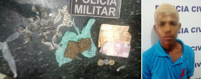 Adolescente de Itagimirim foi preso em Eunápolis com drogas e peças de roupas. (Foto: Divulgação/PM)