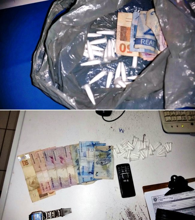 Droga estava enrolada em uma sacola plástica. (Foto: Divulgação/PM)