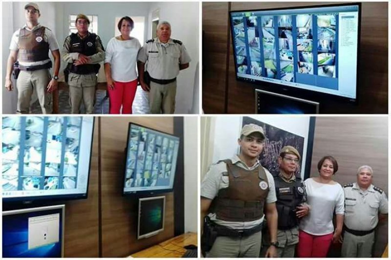 Em visita à Base da PM local, o Major Florisvaldo Ribeiro destacou a importância da parceria entre a Polícia Militar e Município, na oportunidade o Major apresentou os equipamentos e funcionalidade do sistema à prefeita Devanir Brillantino. (ASCOM)