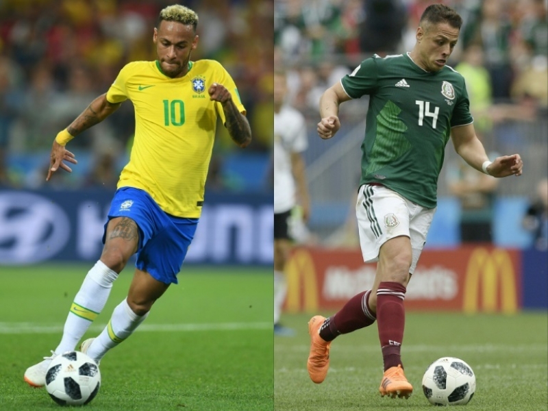Neymar e Chicharito Hernández, estrelas do confronto decisivo. (Imagem: Reprodução)