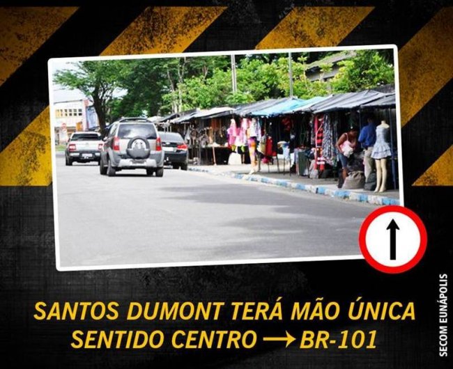 Avenida Santos Dumont, no centro de Eunápolis, passará a ser apenas mão única. (Foto: SECOM)