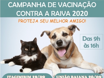 Prefeitura de Itagimirim realizará Campanha de Vacinação Antirrábica